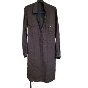NWOT Isda&Co Shirt Dress Sz Small Button Front Long Sleeve Belt Pocket Dark Gray